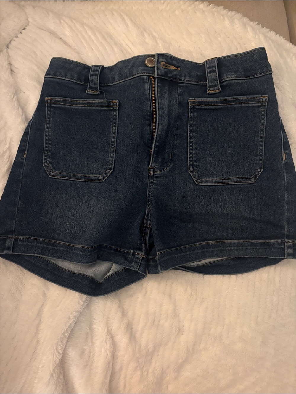 Dark Blue Denim High-Rise Women's Shorts